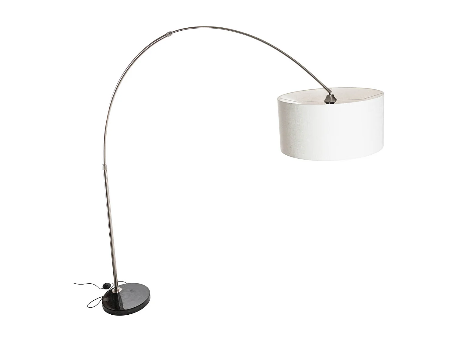 Lampe à arc en acier avec abat-jour en tissu blanc 50 cm - XXL