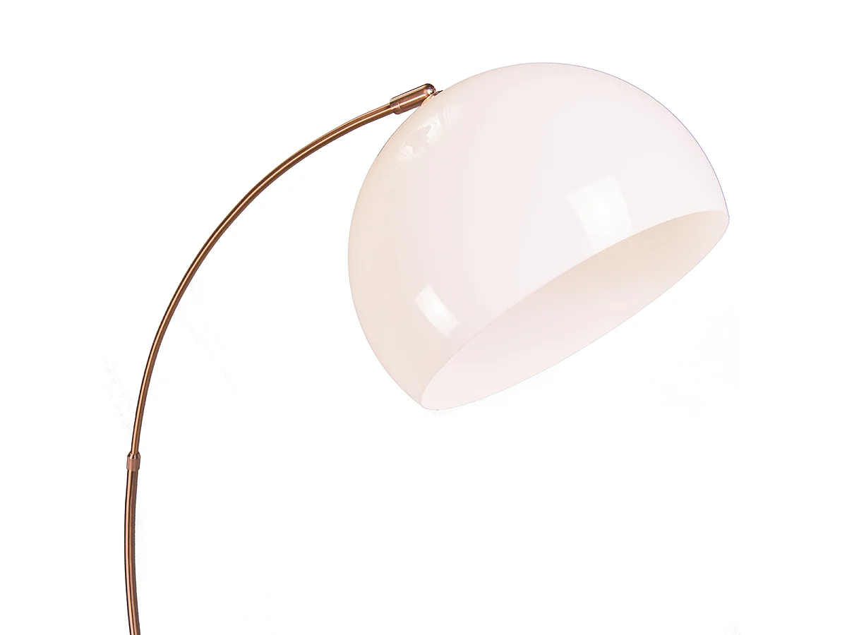 Lampe à arc moderne en cuivre avec abat-jour blanc - Arc Basic