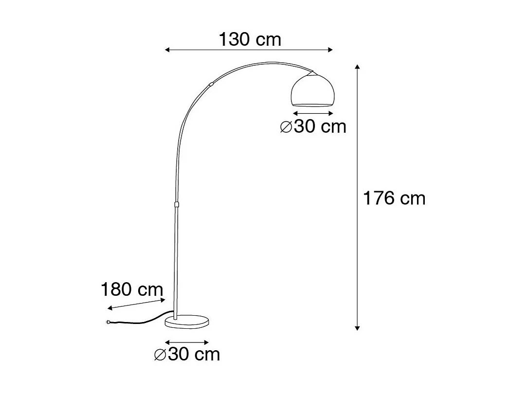 Lampe à arc moderne en cuivre avec abat-jour blanc - Arc Basic