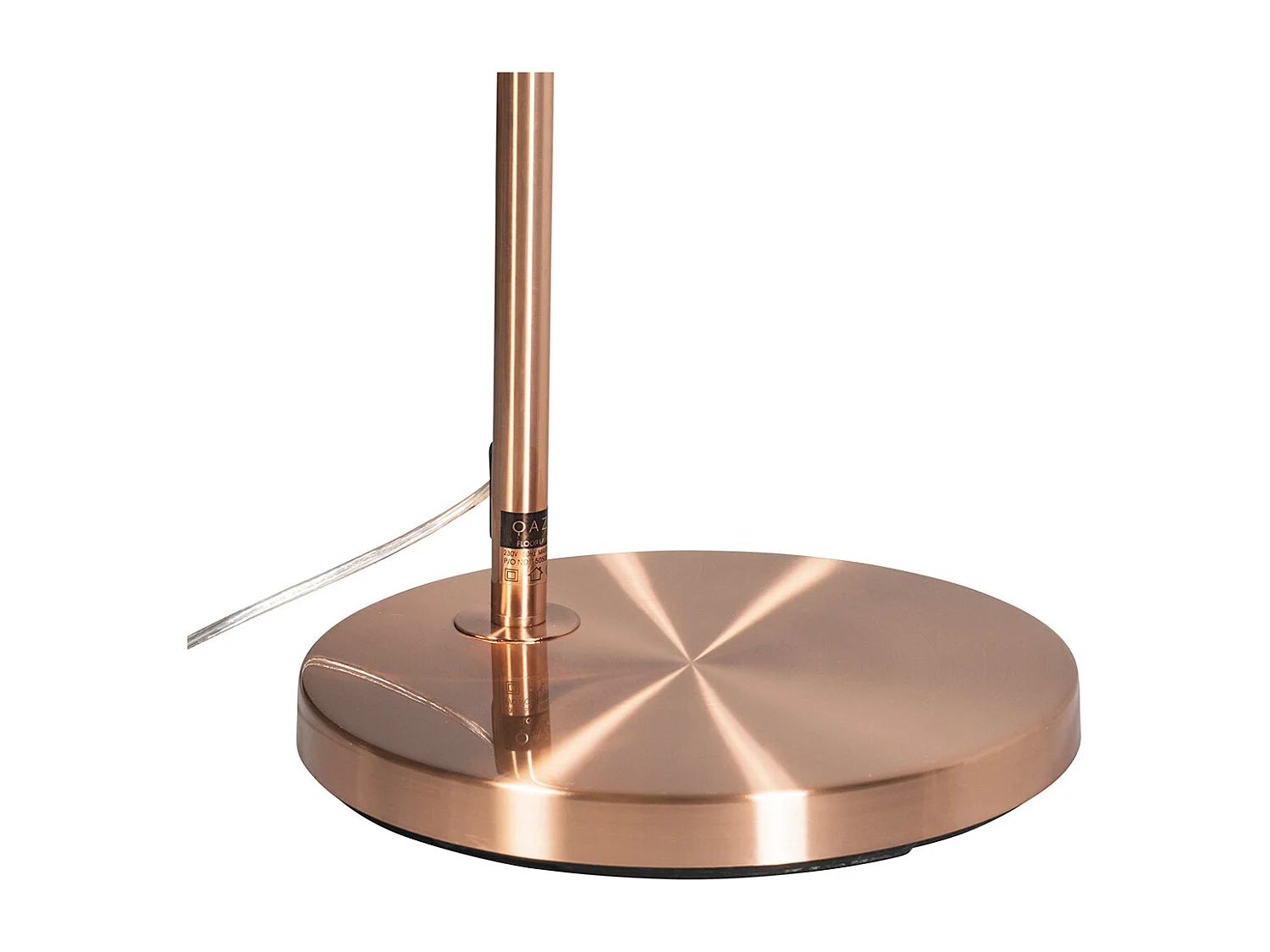 Lampe à arc moderne en cuivre avec abat-jour blanc - Arc Basic