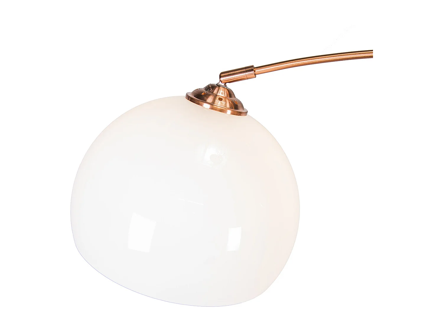 Lampe à arc moderne en cuivre avec abat-jour blanc - Arc Basic