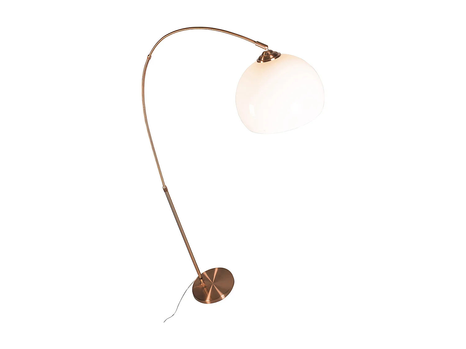 Lampe à arc moderne en cuivre avec abat-jour blanc - Arc Basic