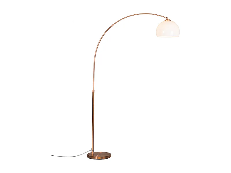 Lampe à arc moderne en cuivre avec abat-jour blanc - Arc Basic