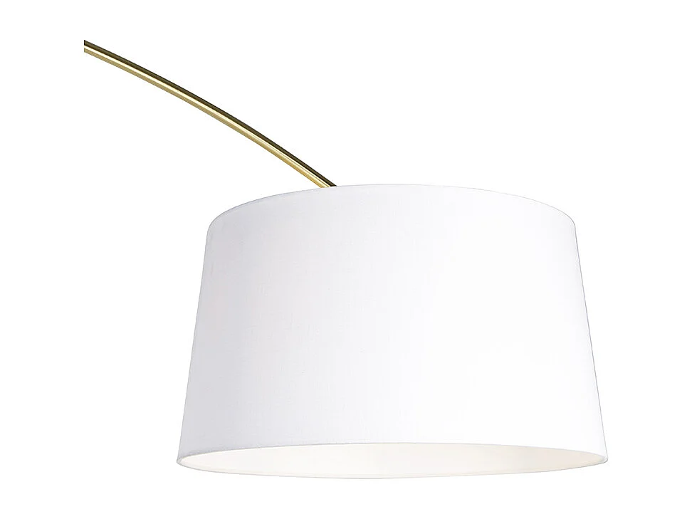 Lampe à arc en laiton avec abat-jour en tissu blanc 50 cm - XXL
