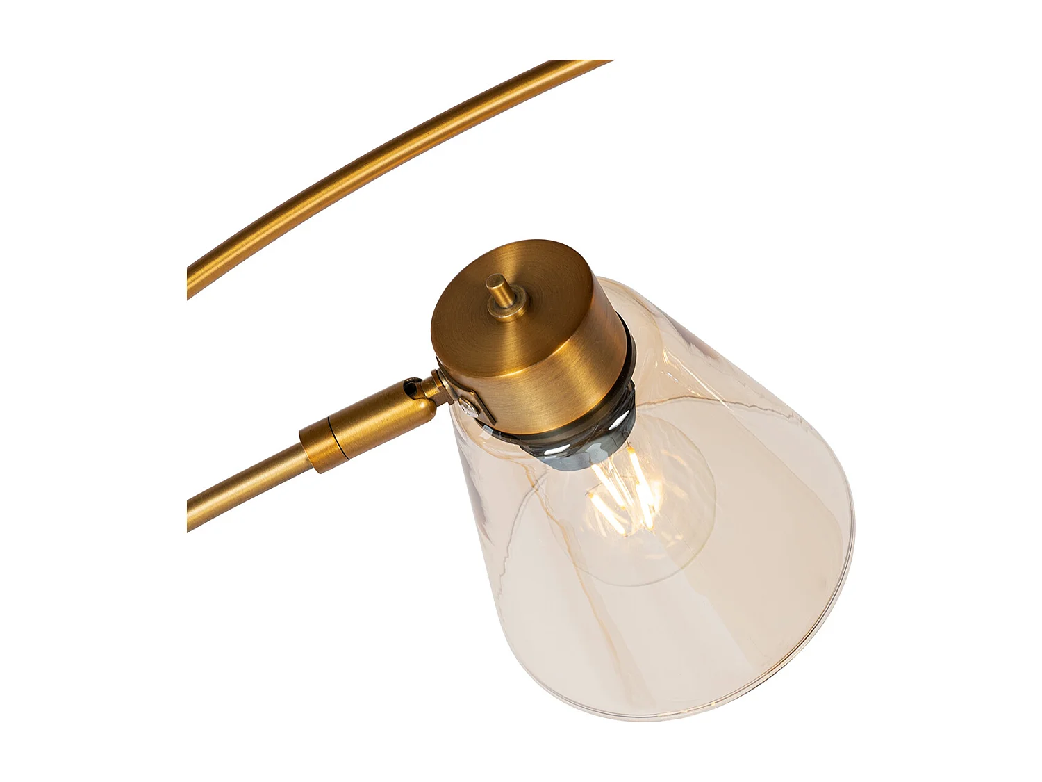 Lampe arc bronze avec marbre et verre ambré 3 lumières - Nina