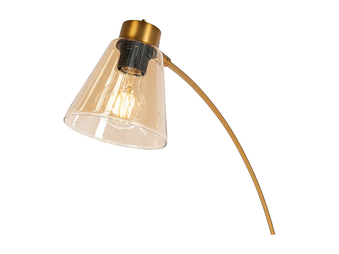 Lampadaire en arc bronze avec marbre et verre ambre 3 lumières - Nina