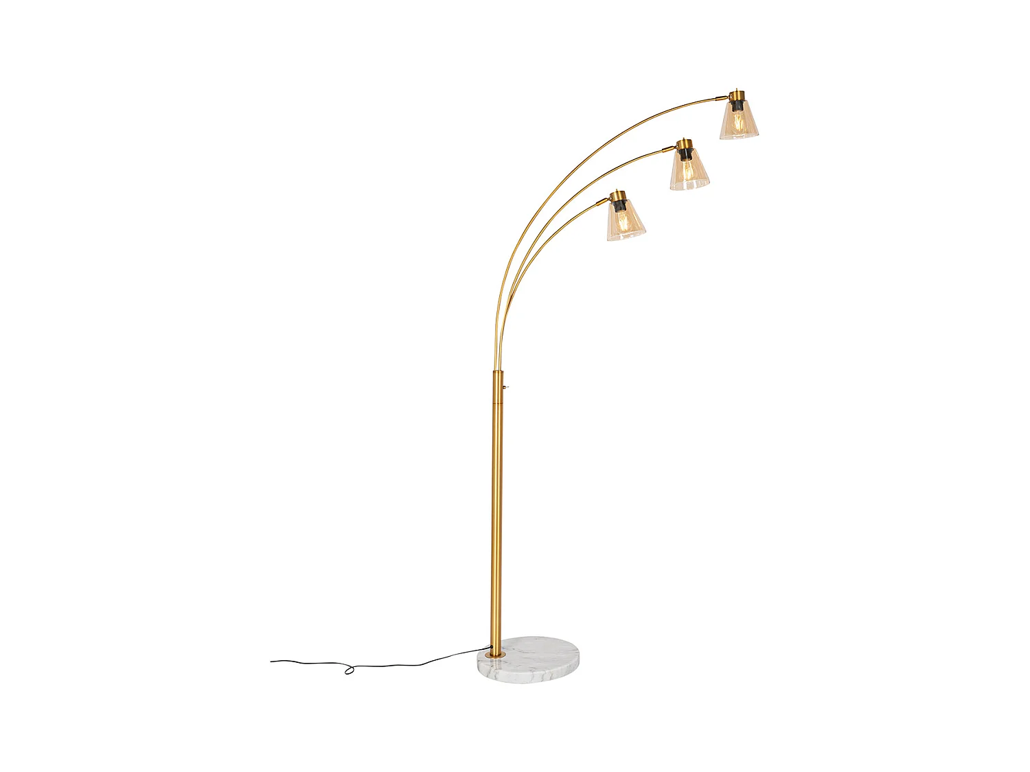 Lampe arc bronze avec marbre et verre ambré 3 lumières - Nina