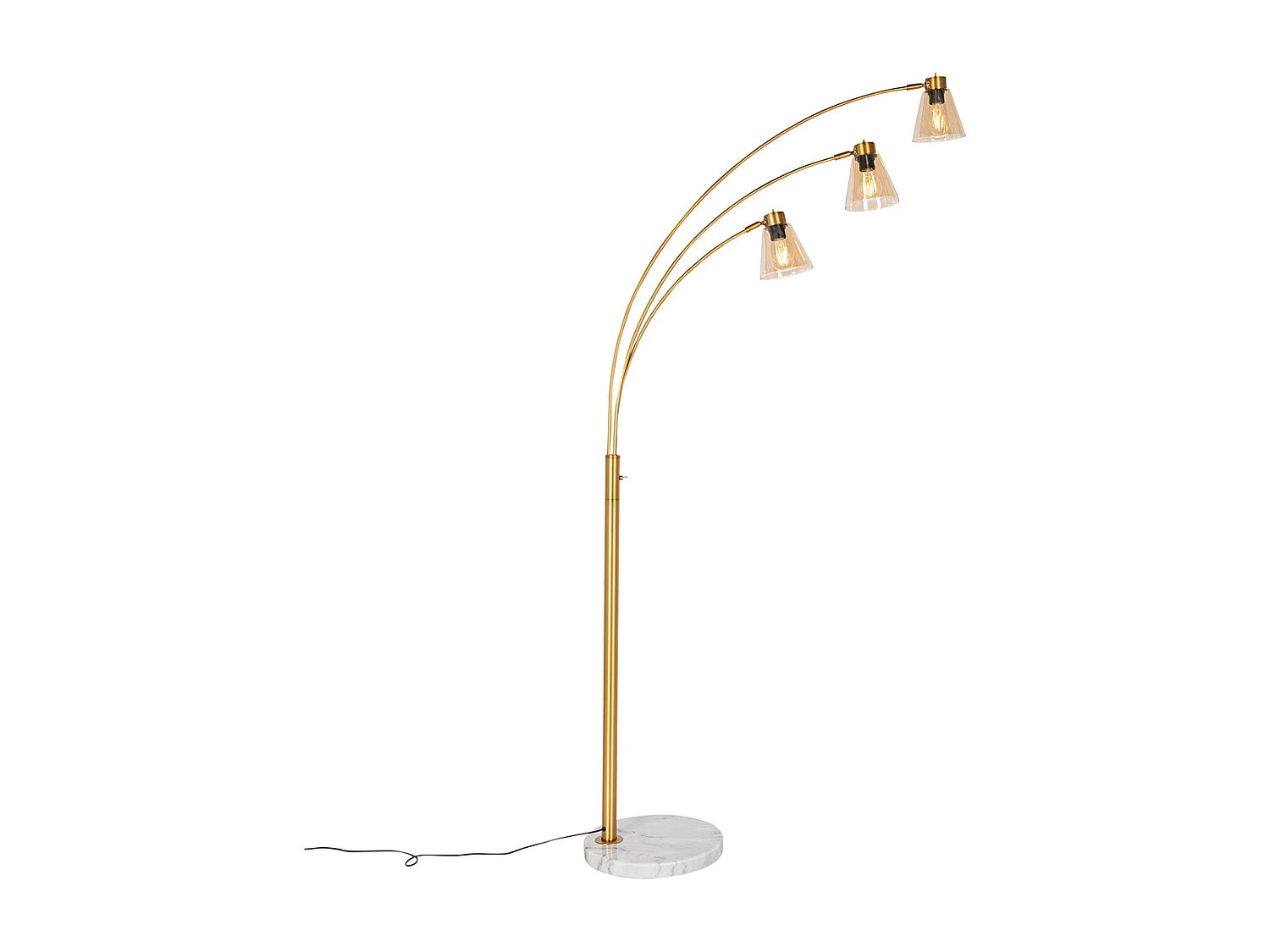 Lampadaire en arc bronze avec marbre et verre ambre 3 lumières - Nina