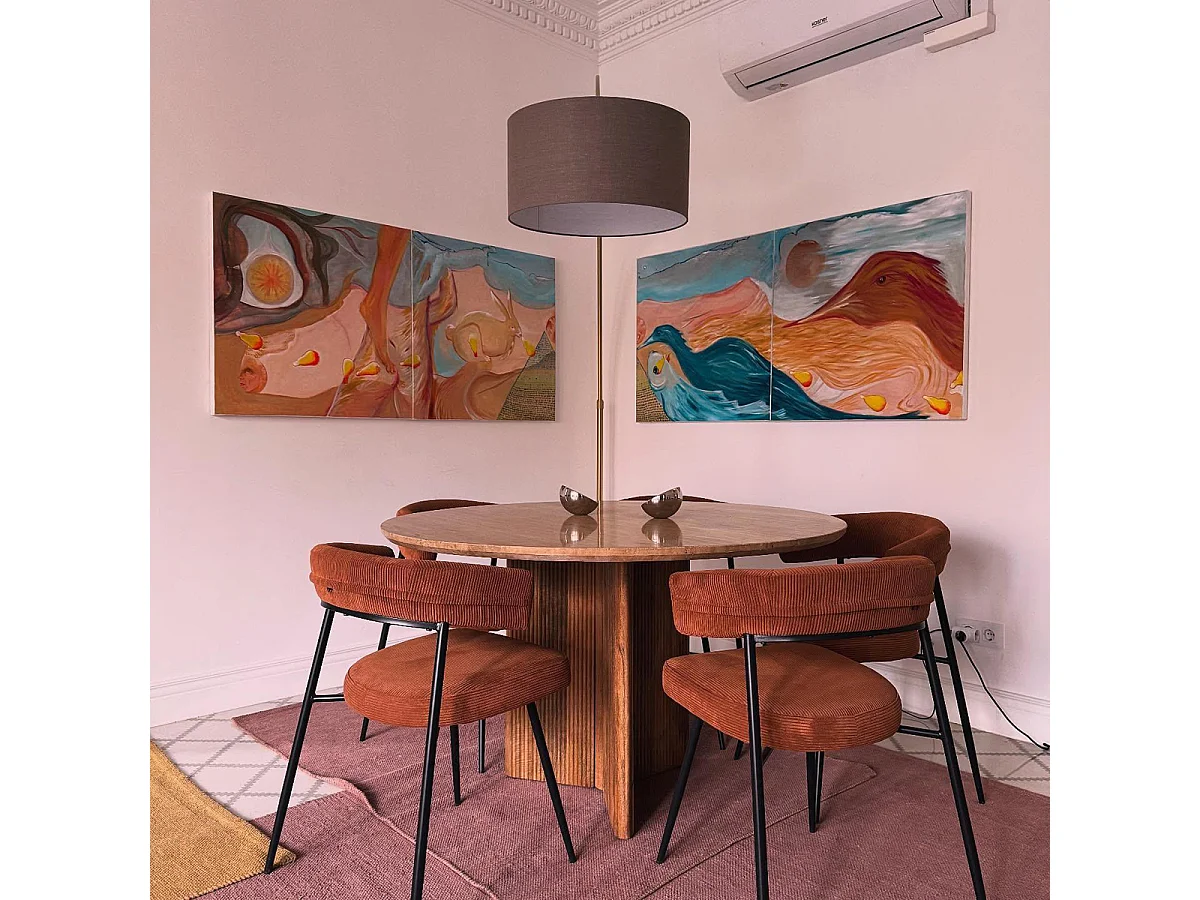 Lampe à arc en laiton avec base en marbre blanc réglable - XXL