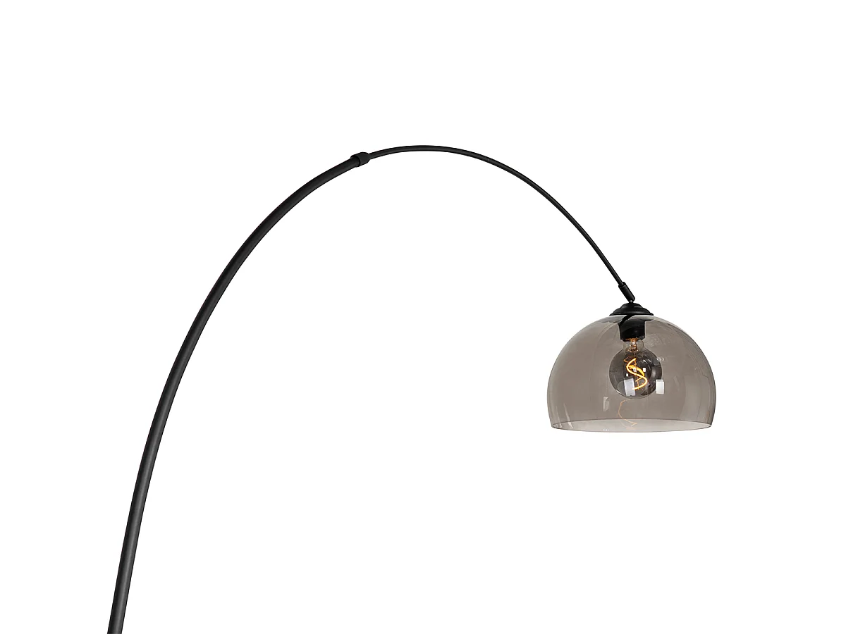 Lampe à arc moderne noire avec verre fumé - Arc