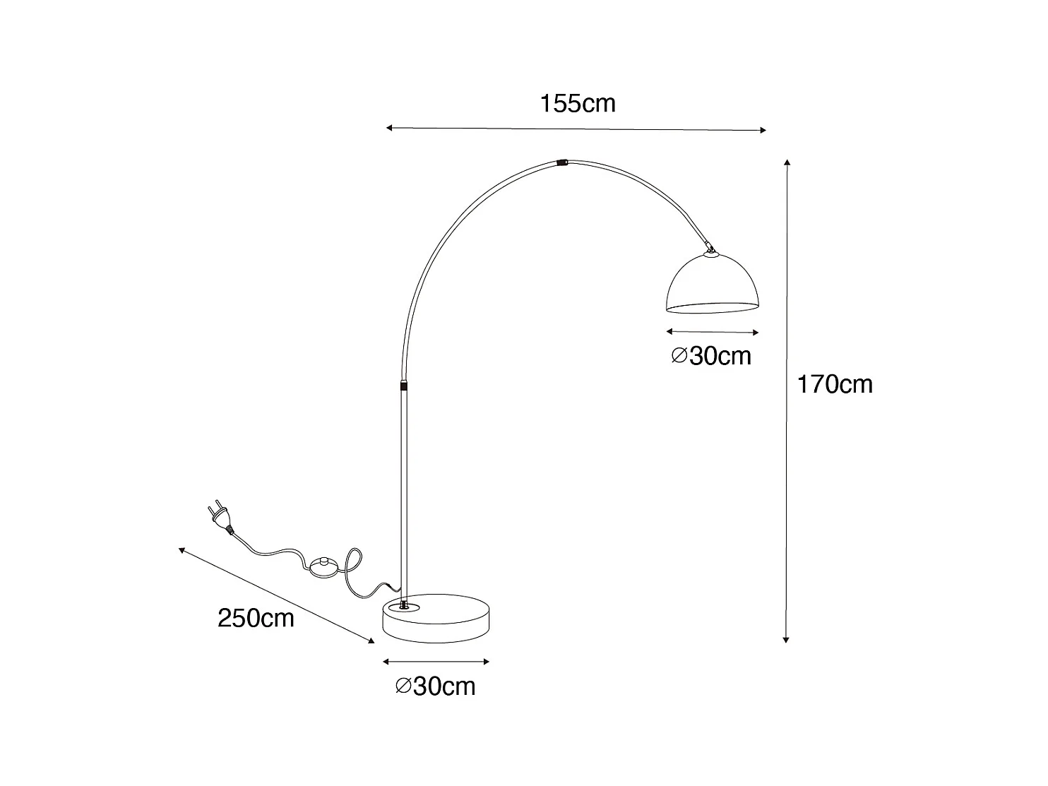 Lampe à arc moderne noire avec verre fumé - Arc