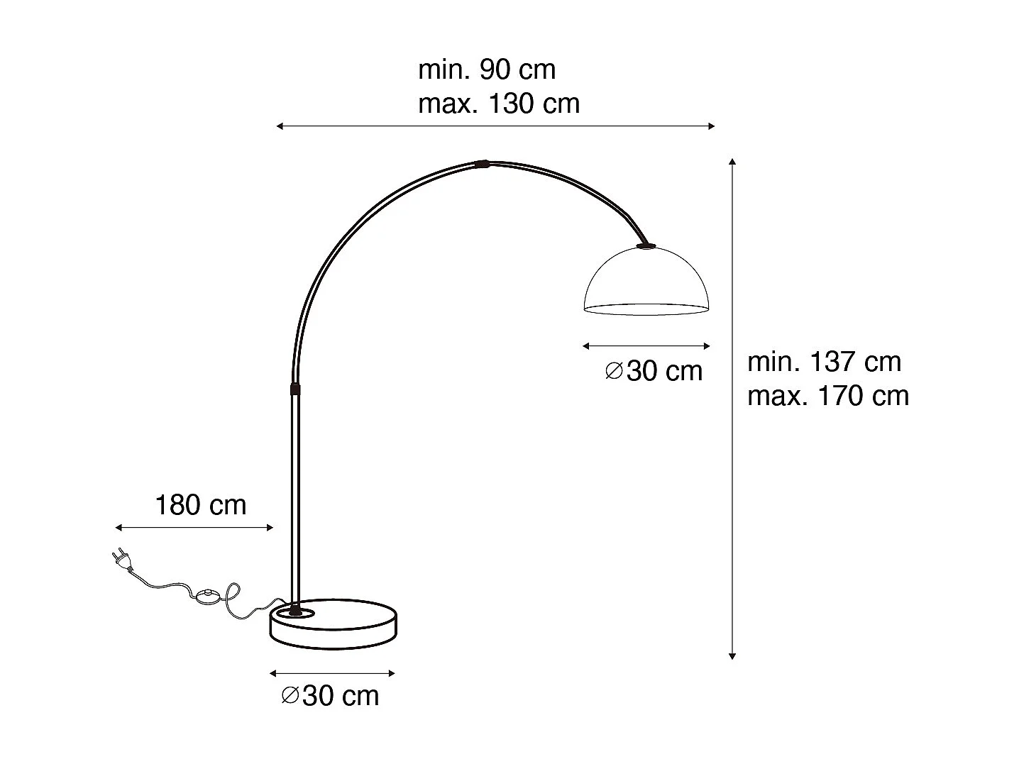 Lampe d'arche moderne noire avec verre fumé - Arc