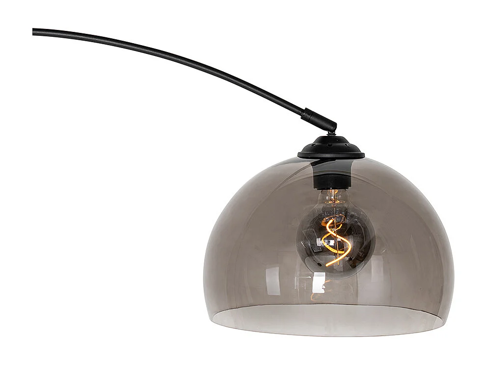 Lampe d'arche moderne noire avec verre fumé - Arc