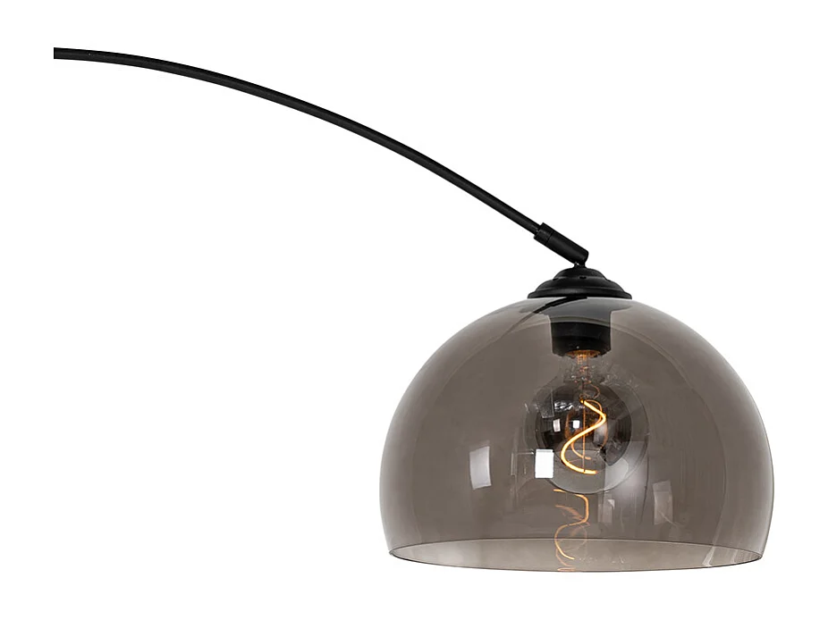 Lampe d'arche moderne noire avec verre fumé - Arc