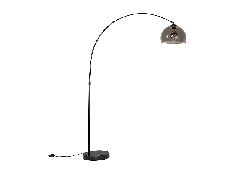 Lampe d'arche moderne noire avec verre fumé - Arc