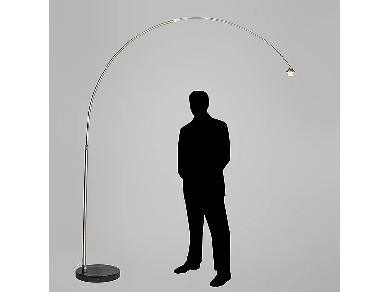 Lampadaire arc moderne en acier avec base en marbre - XXL