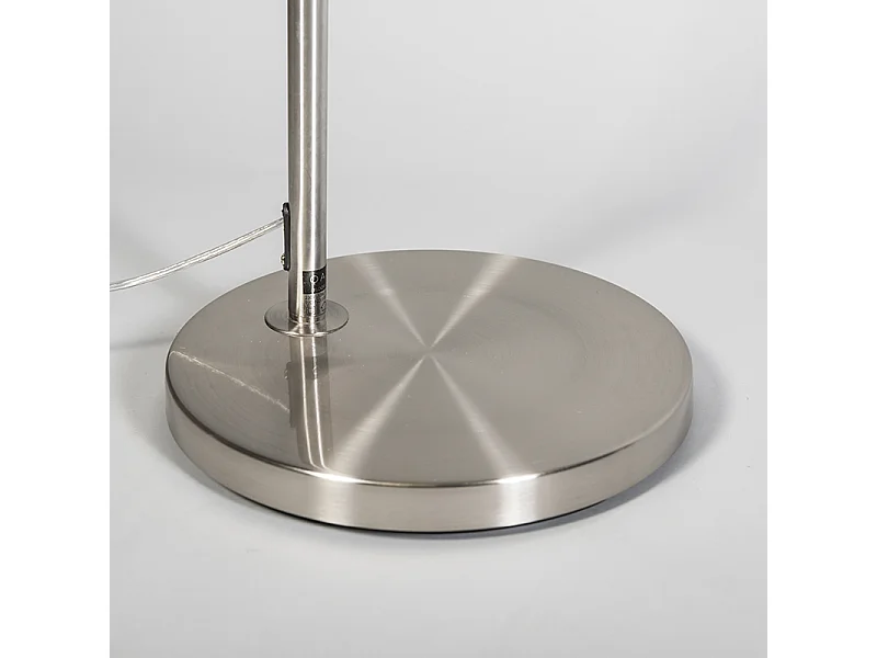 Lampe à arc moderne en acier avec abat-jour en tissu noir - Arc Basic