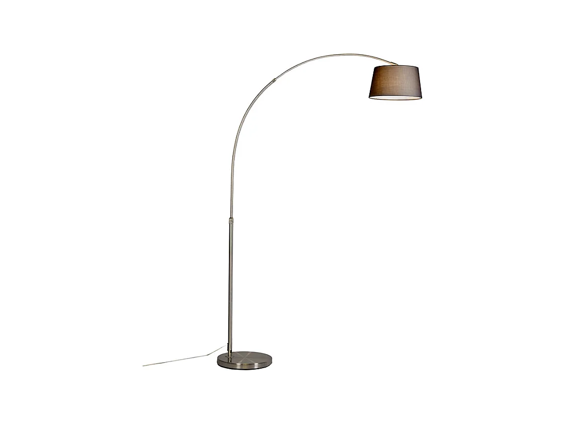 Lampe à arc moderne en acier avec abat-jour en tissu noir - Arc Basic