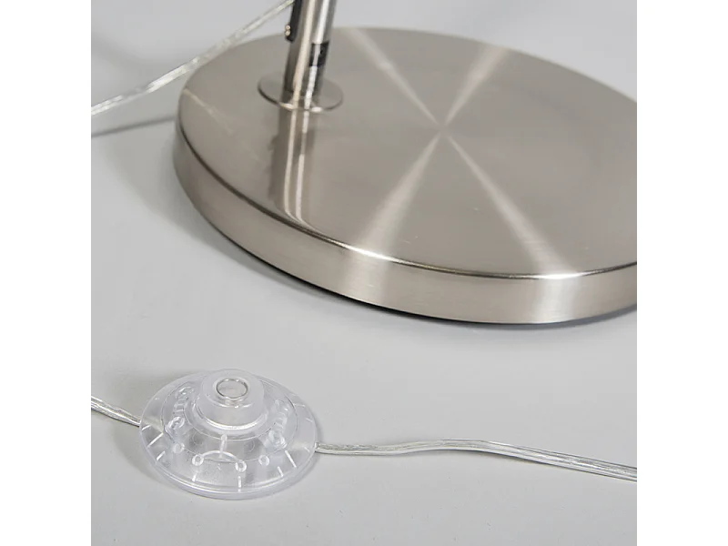 Lampadaire arc moderne en acier avec abat-jour en tissu noir - Arc Basic