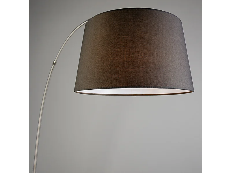 Lampadaire arc moderne en acier avec abat-jour en tissu noir - Arc Basic