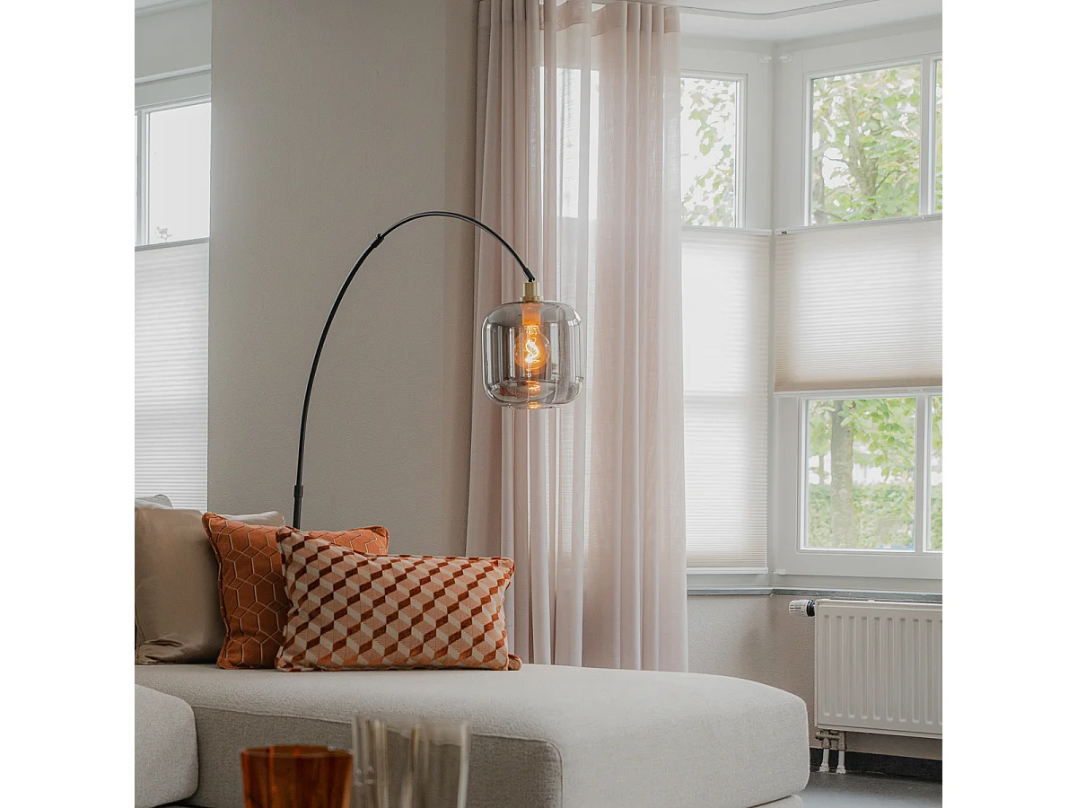 Lampe à arc noir avec or avec verre fumé - Zuzanna