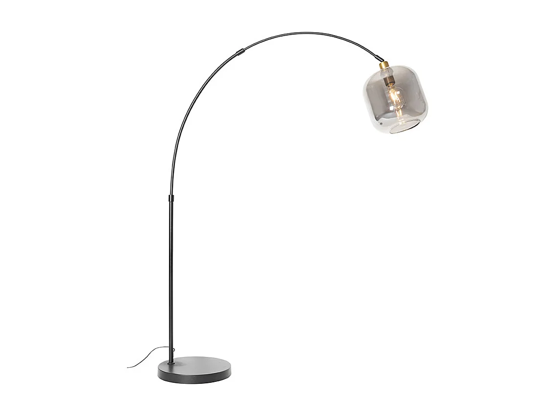 Lampe à arc noir avec or avec verre fumé - Zuzanna