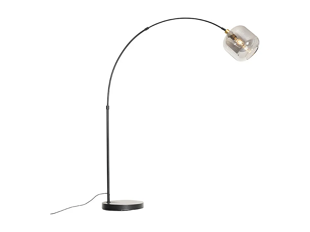 Lampe à arc noire avec verre doré et fumé - Zuzanna