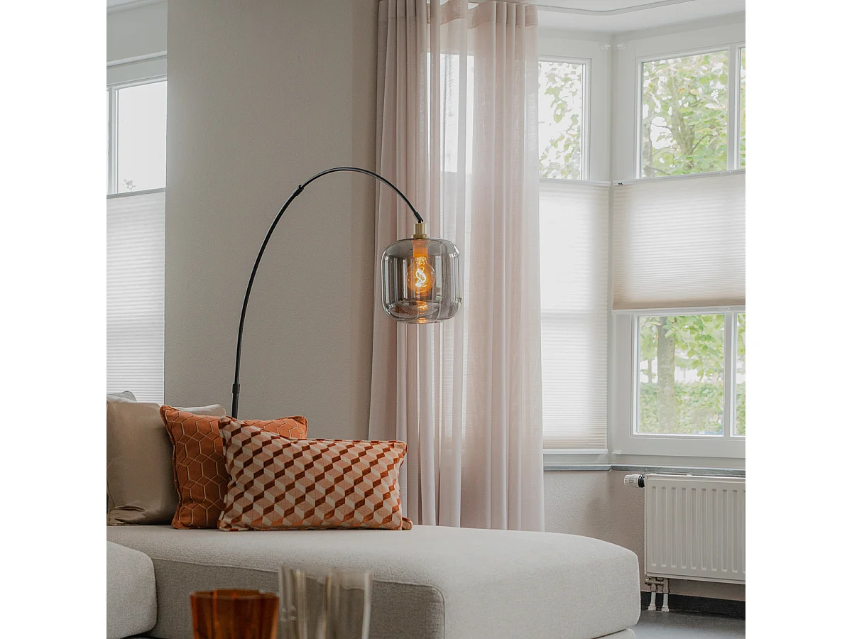 Lampe à arc noire avec verre doré et fumé - Zuzanna