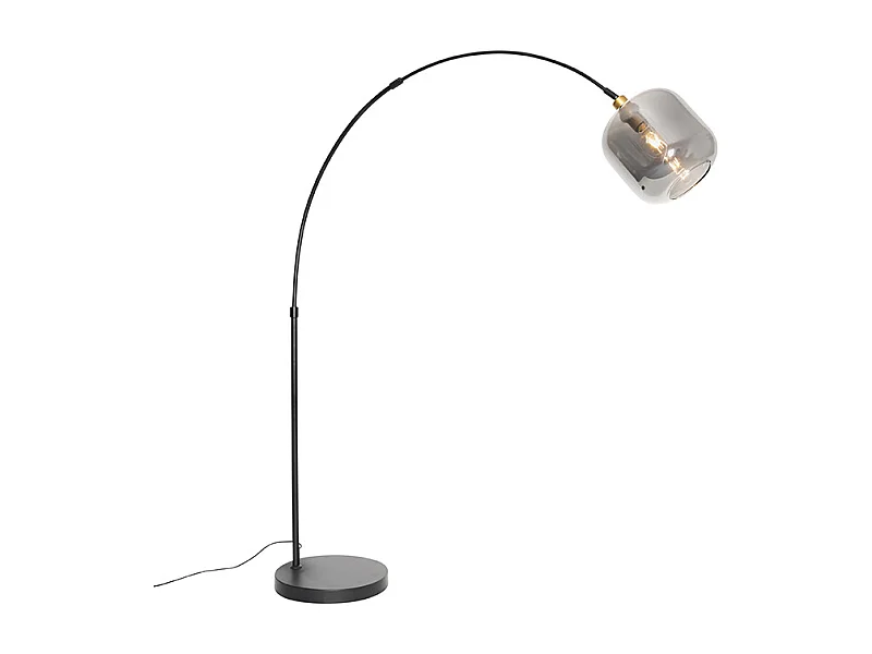 Lampe à arc noire avec verre doré et fumé - Zuzanna