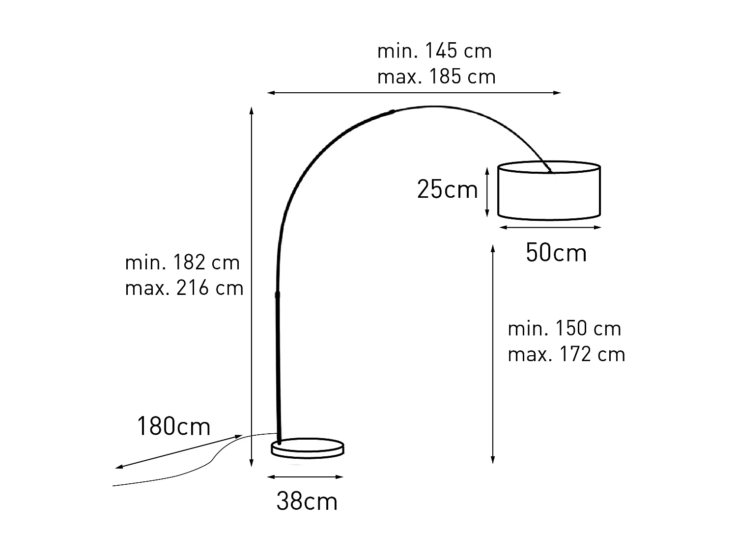 Lampe à arc en acier avec abat-jour vert mousse 50/50/25 - XXL