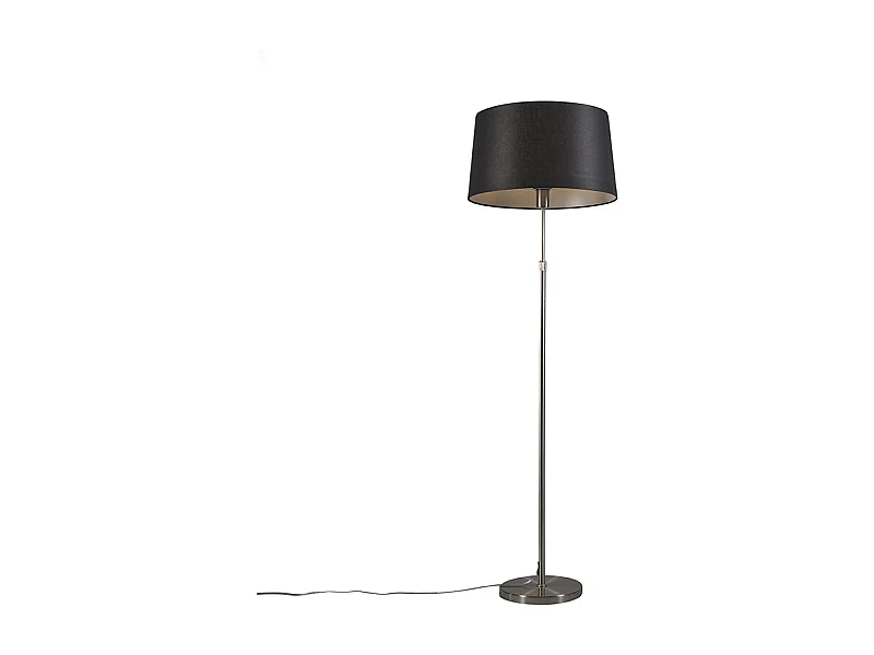 Lampadaire acier avec abat-jour noir 45 cm réglable - Parte