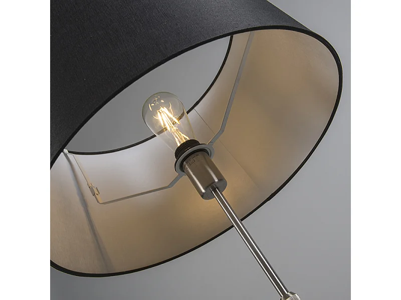 Lampadaire acier avec abat-jour noir 45 cm réglable - Parte