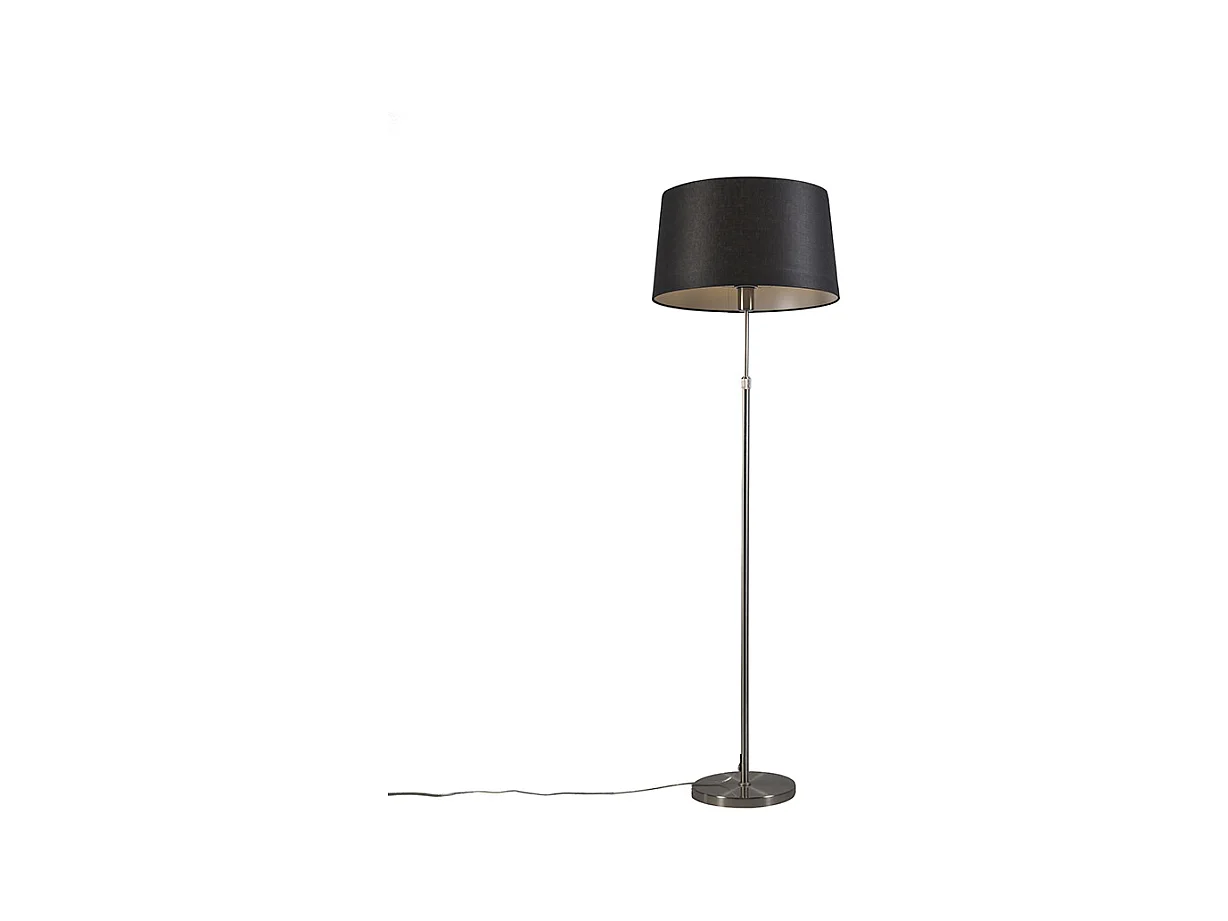 Lampadaire acier avec abat-jour noir 45 cm réglable - Parte