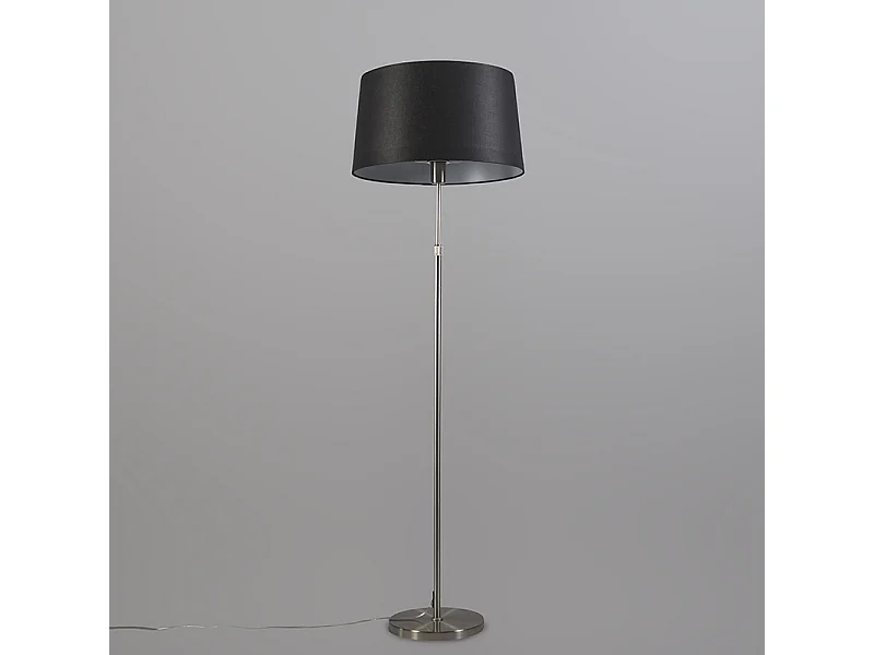 Lampadaire en acier avec abat-jour noir 45 cm réglable - Parte