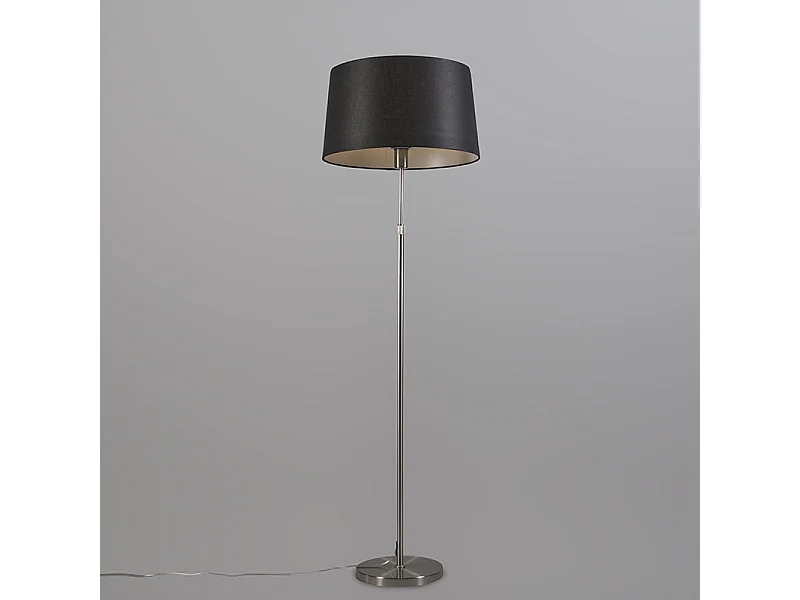 Lampadaire en acier avec abat-jour noir 45 cm réglable - Parte