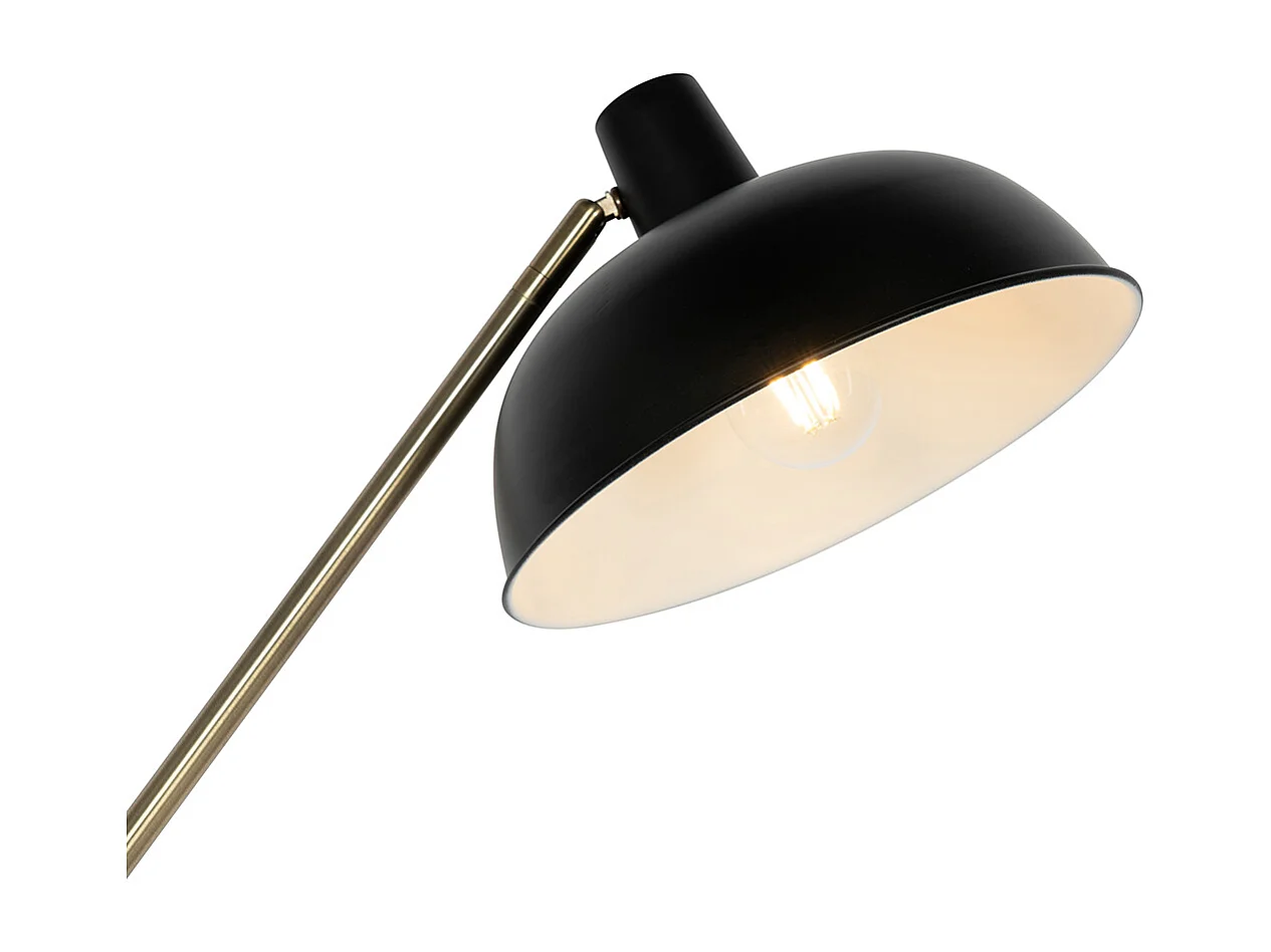 Lampadaire rétro noir avec bronze - Milou