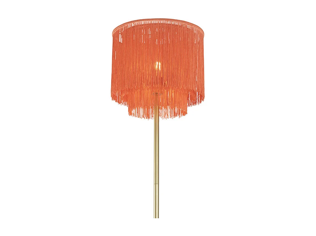 Lampadaire oriental abat-jour rose doré à franges - Franxa