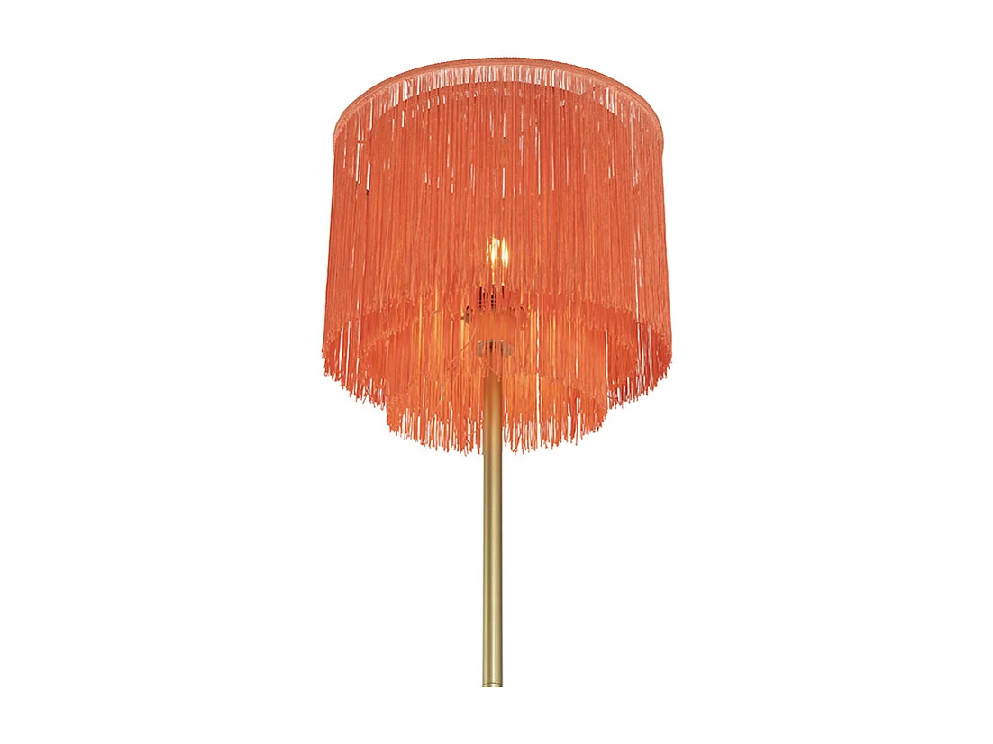 Lampadaire oriental abat-jour rose doré à franges - Franxa