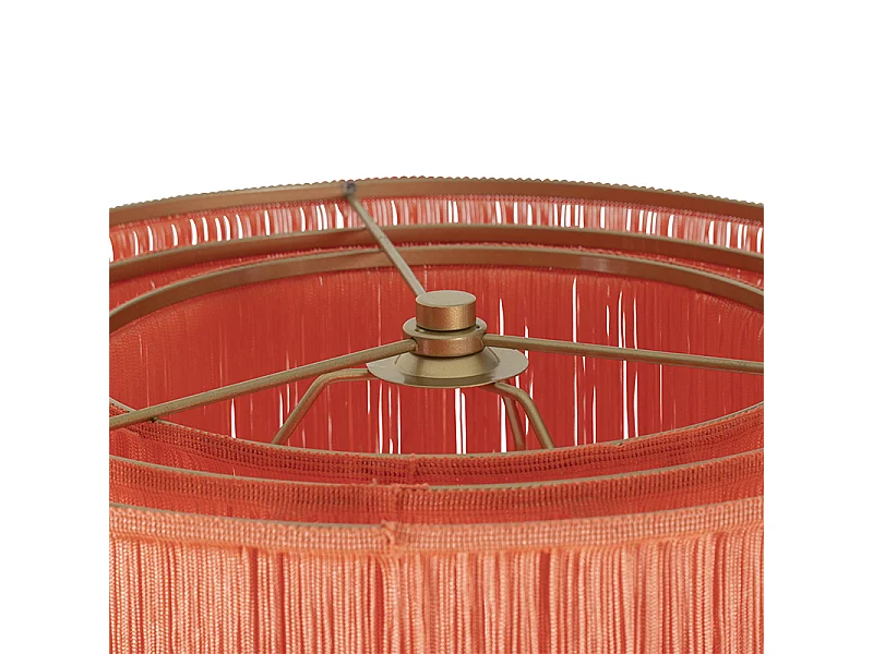 Lampadaire oriental doré avec abat-jour rose à franges - Franxa