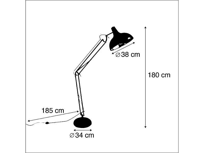 Lampadaire industriel noir réglable - Hobby