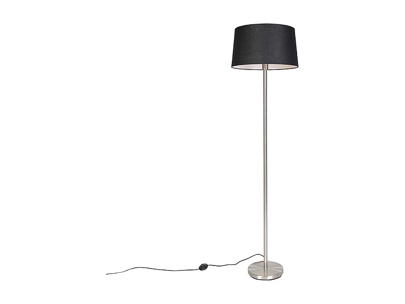Lampadaire moderne en acier avec abat-jour noir 45 cm - Simplo