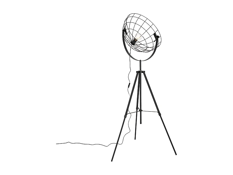 Lampadaire industriel trépied noir 50 cm orientable - Hanze