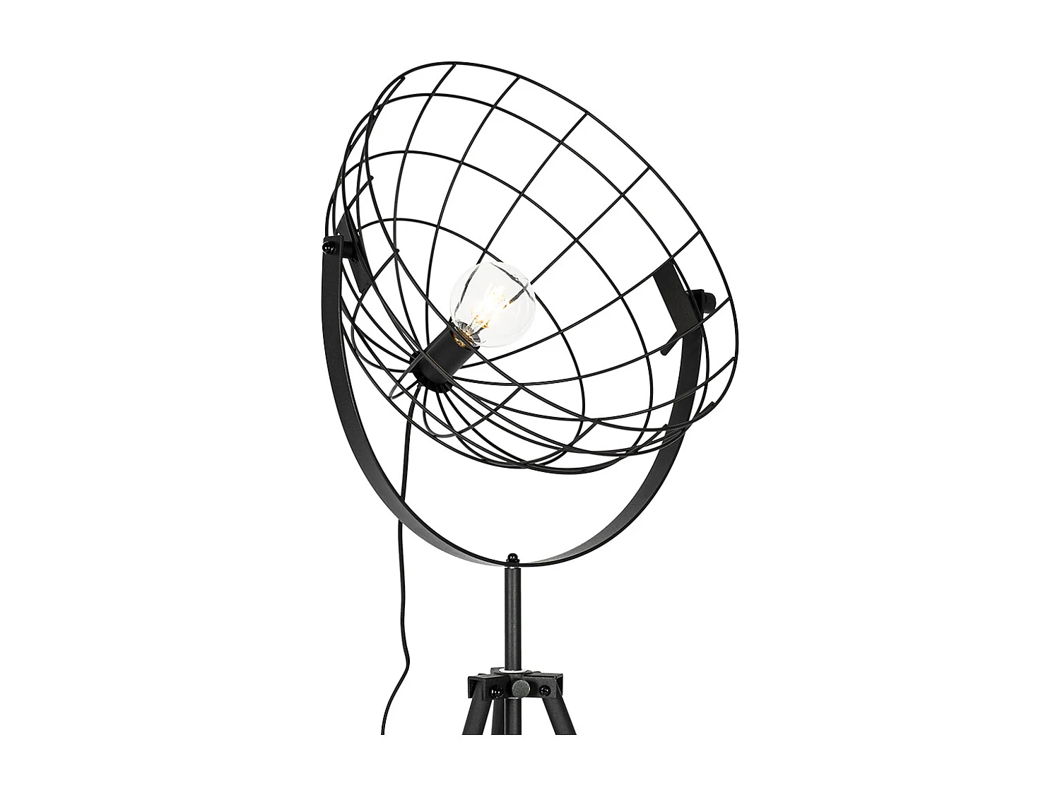 Lampadaire industriel trépied noir 50 cm orientable - Hanze