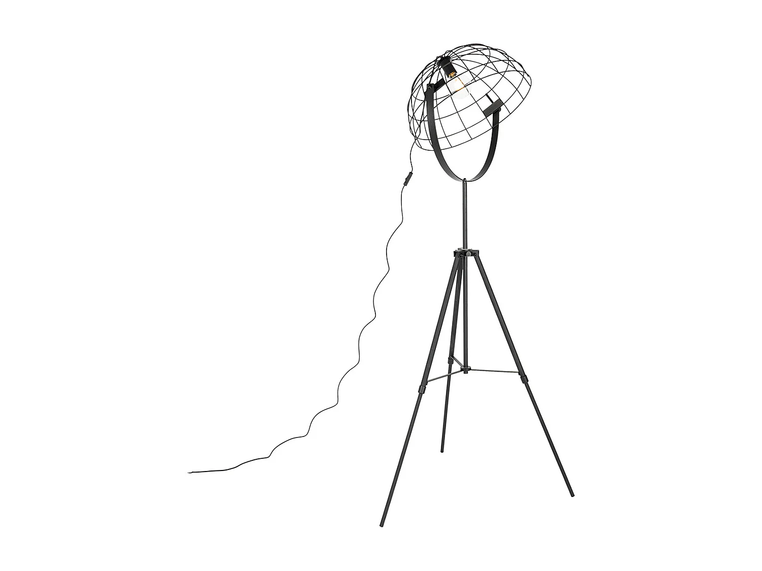 Lampadaire industriel trépied noir 50 cm orientable - Hanze