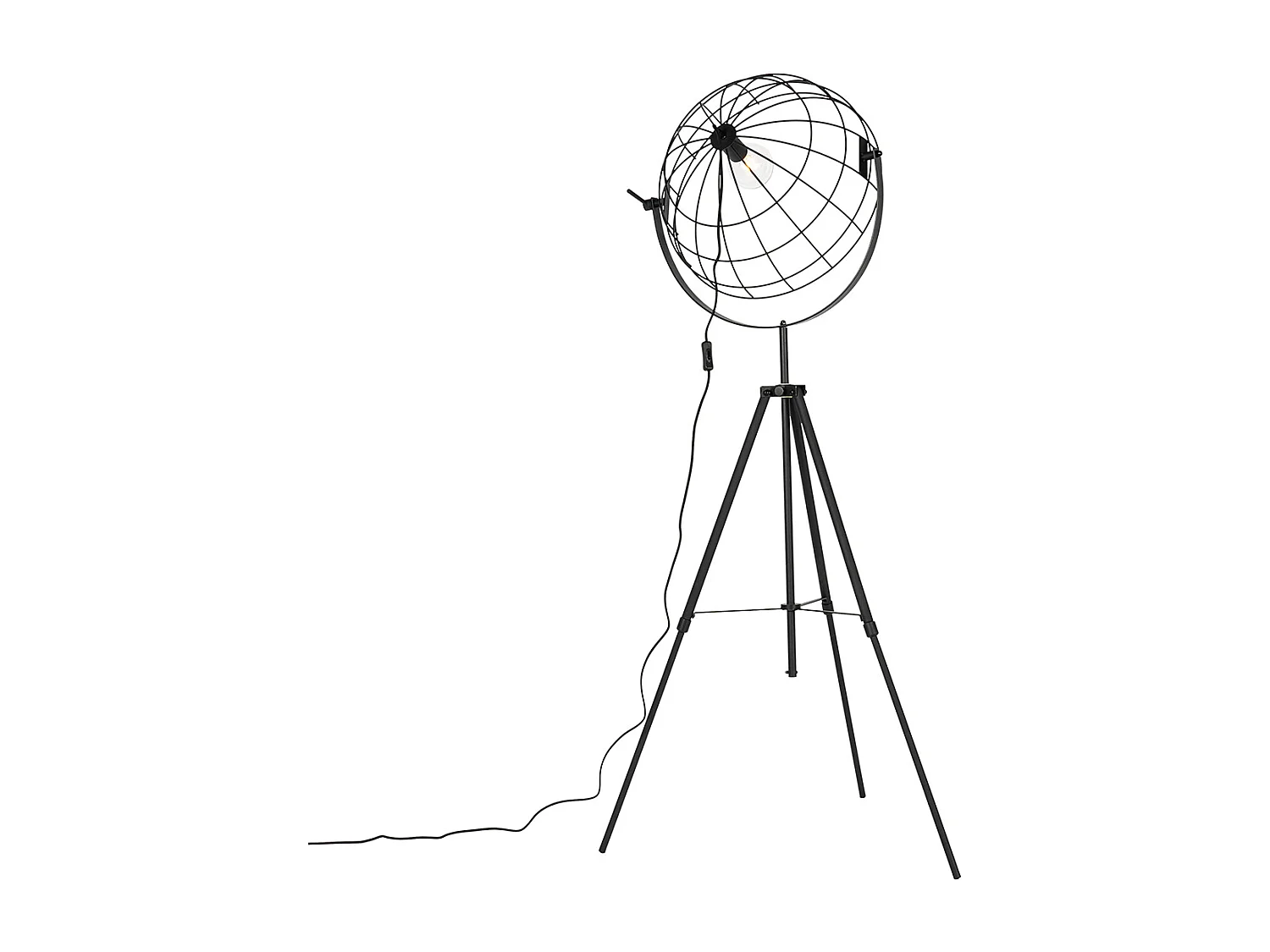 Lampadaire industriel trépied noir 50 cm orientable - Hanze