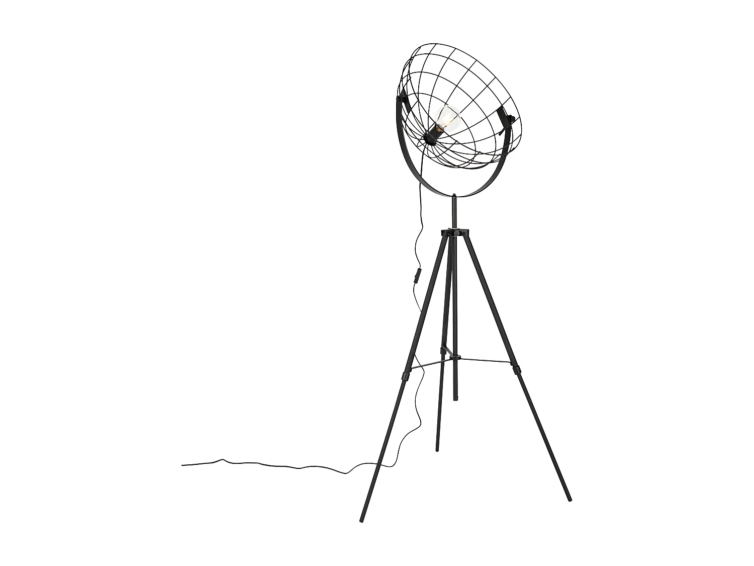 Lampadaire trépied industriel noir 50 cm réglable - Hanze