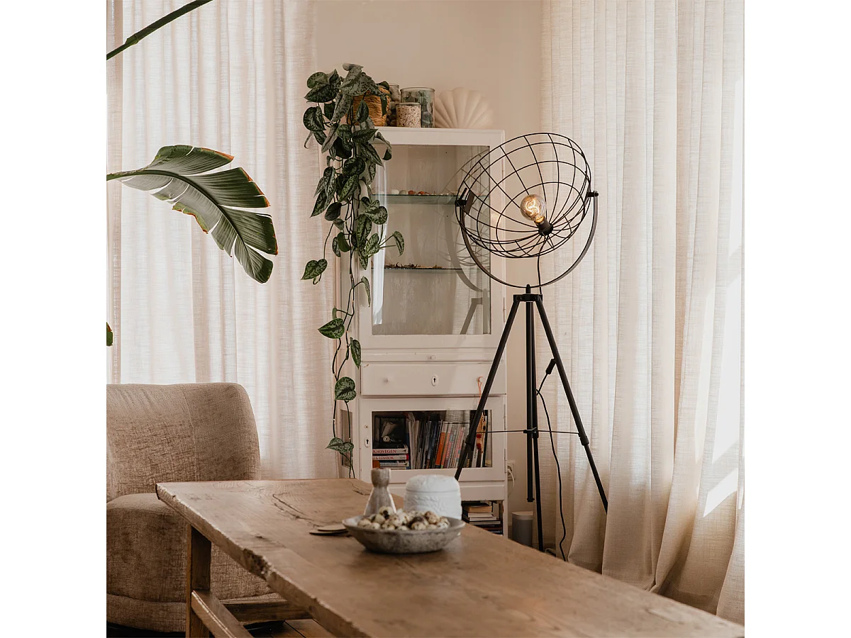 Lampadaire trépied industriel noir 50 cm réglable - Hanze