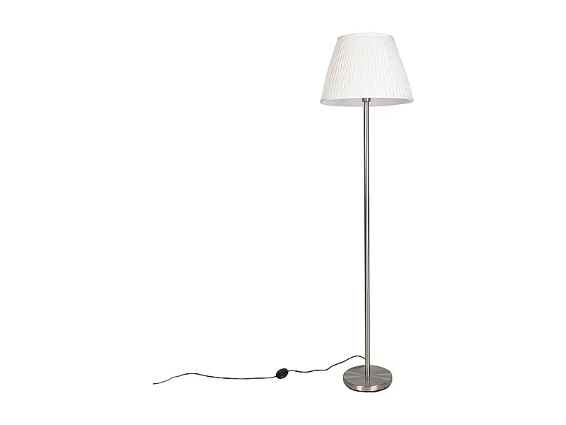 Lampadaire moderne en acier avec abat-jour plissé blanc 45 cm - Simplo