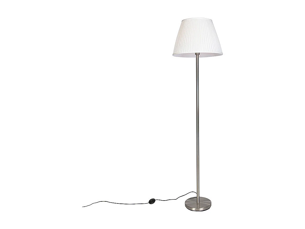 Lampadaire moderne en acier avec abat-jour plissé blanc 45 cm - Simplo