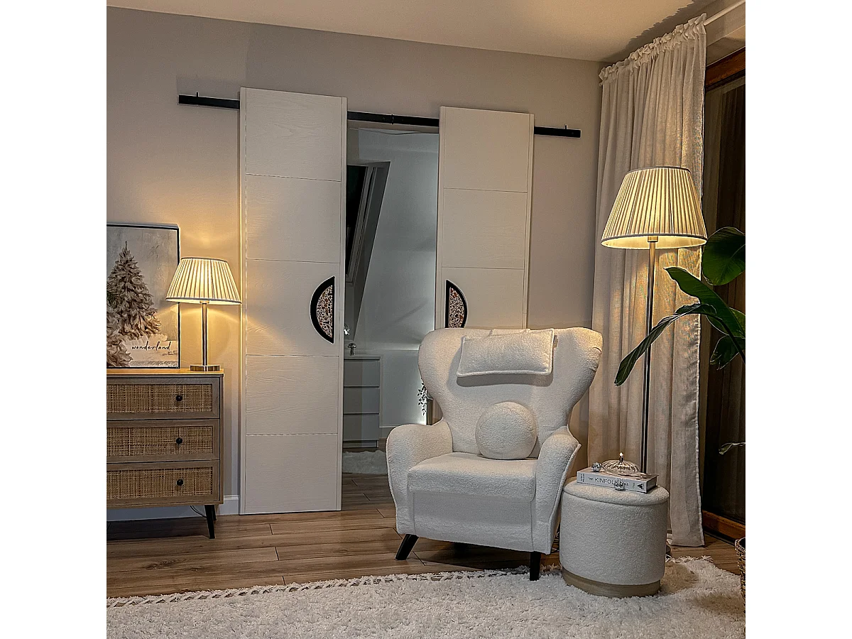 Lampadaire moderne en acier avec abat-jour plissé blanc 45 cm - Simplo